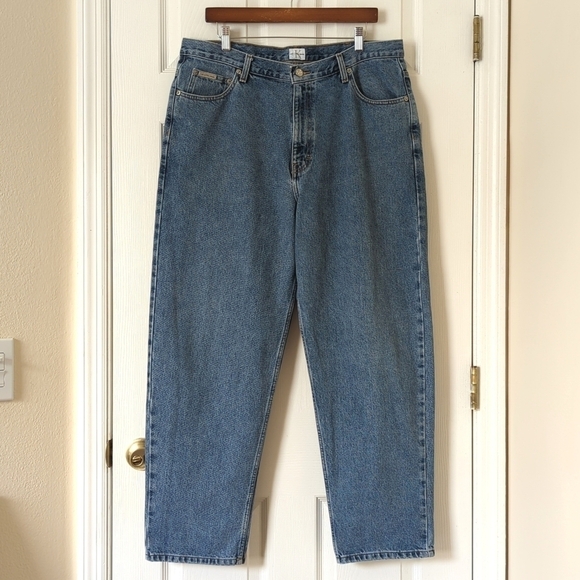 Calvin Klein 90's Vintage Medium Wash Tapered Leg Easy Fit Denim Jeans 38 x 30 - Picture 1 of 15